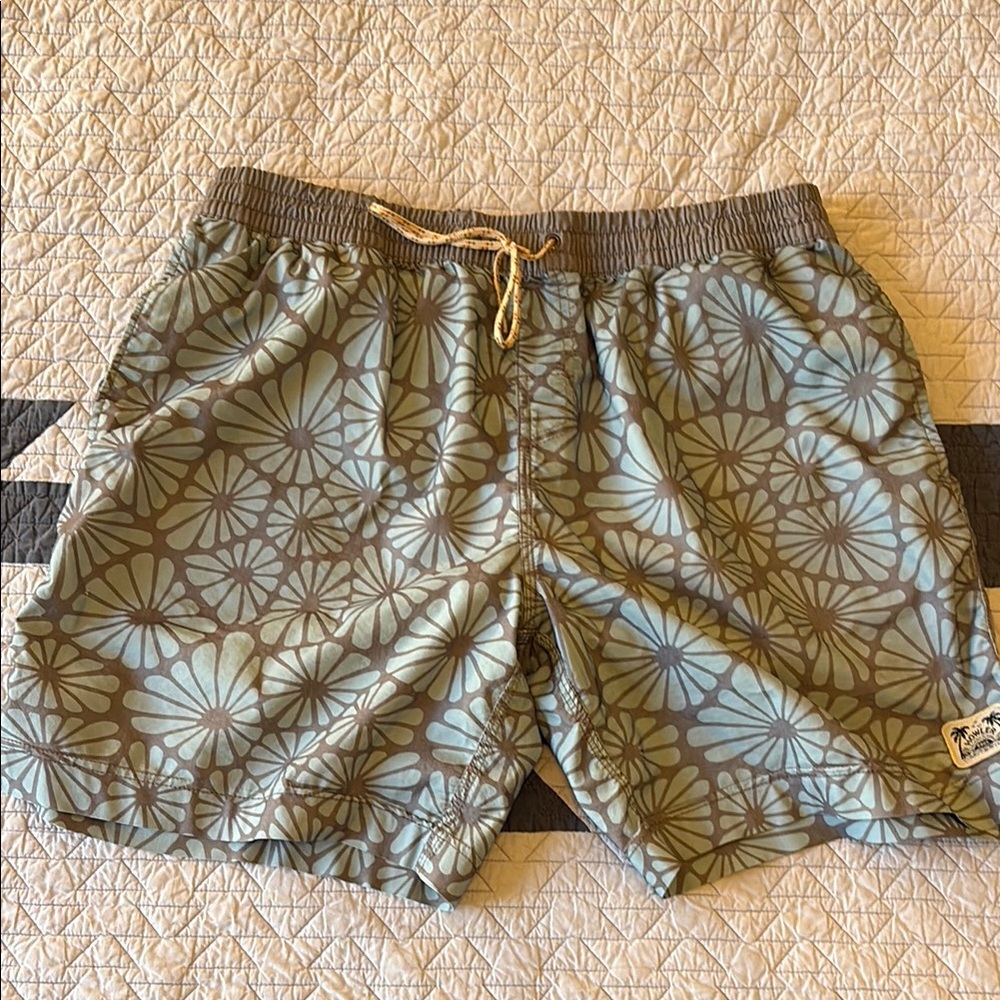 Howler Brothers Green and Brown Swim Trunks Quick-Dry